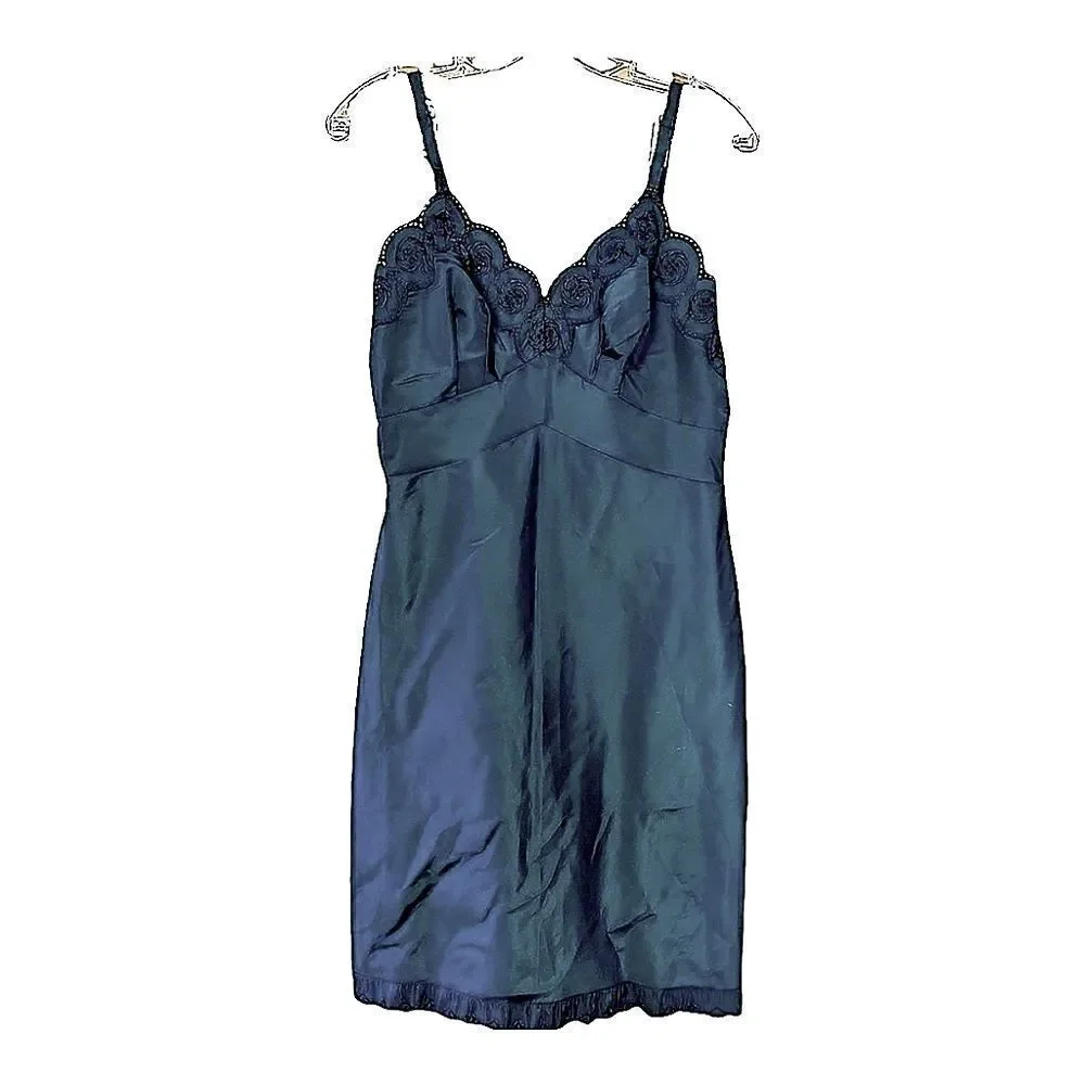 Vintage 1960s Val Mode Lingerie Black Underslip Nightdress Size 34B